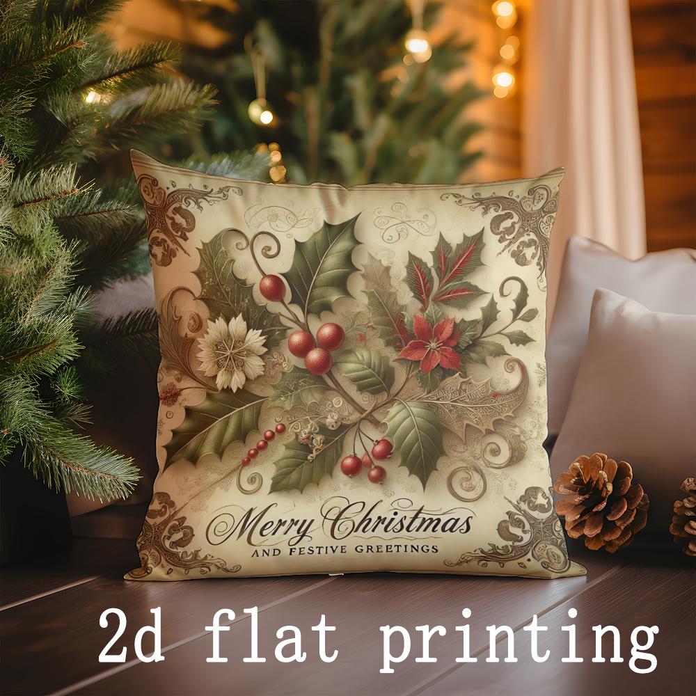 Домашний декор Рождественский лис  &; Наволочки с цветочным узором Наволочка с узором Подходит для дивана Спальни Автомобиля Наволочка 40x40cm