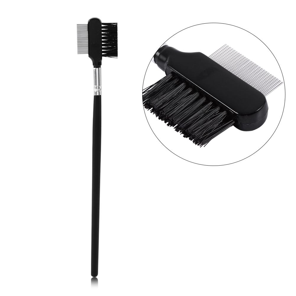 High Quality Eyelash Eyebrow Brush Comb Wood Handle Double Head Extension Metal Steel Makeup