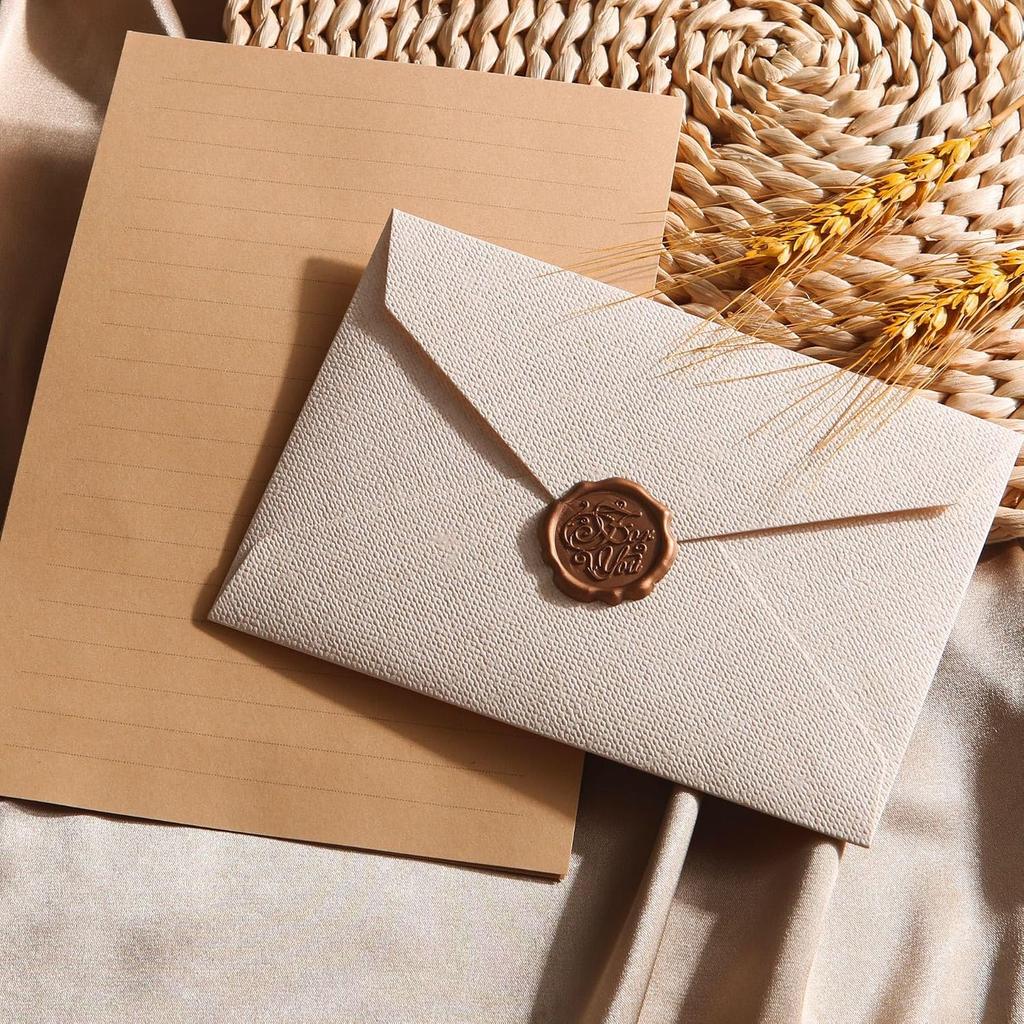 Letter Set 6 Envelopes 20 Papers Sealing Stickers Love Message Card Linen Pattern Get Well Soon Birthday Invitation Wedding Congratulatory Thank You