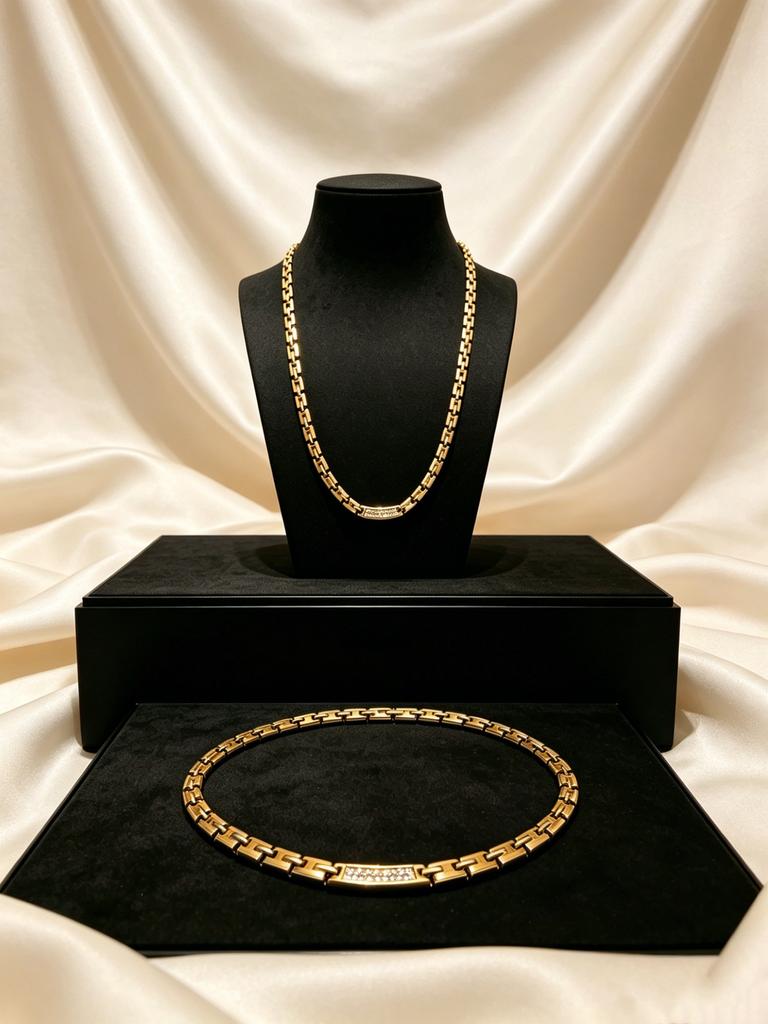 Luxury Chain Necklace with Diamond Accent, Minimalist Statement Necklace for Women Daily Wear GIft