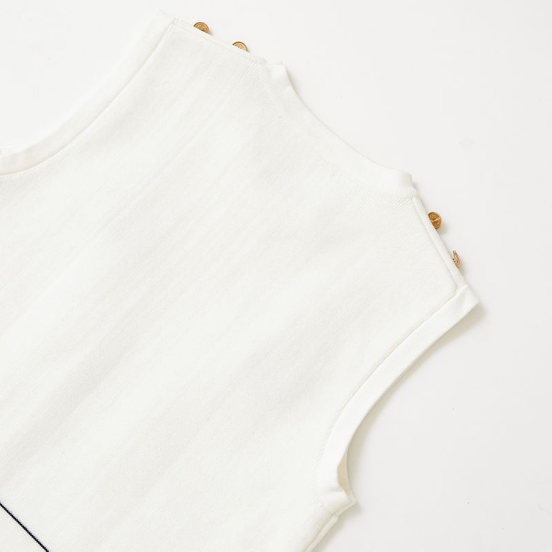 Kaslead New Arrival Women's Fashion Style Sleeveless Knit Casual Tops Skirt 3859006 3859007