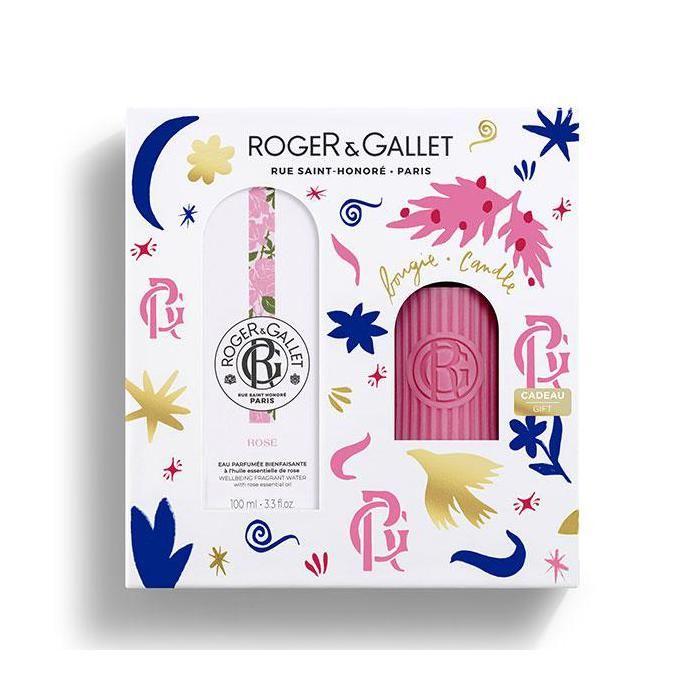Roger & Gallet Coffret Eau Parfumée Bienfaisante Rose 100 Ml Et Sa Bougie Parfumée