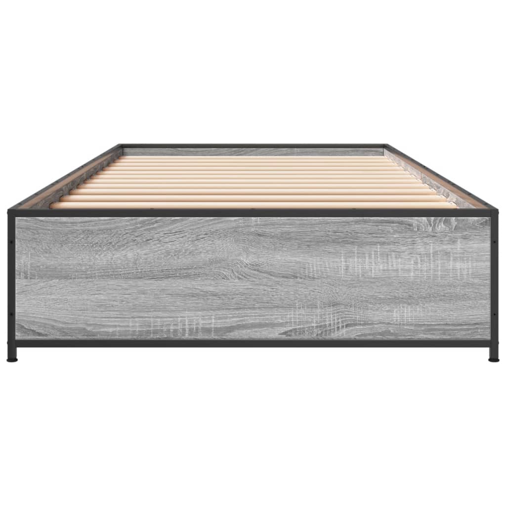 Bed Frame Grey Sonoma 90 x 190 cm Particleboard and Metal