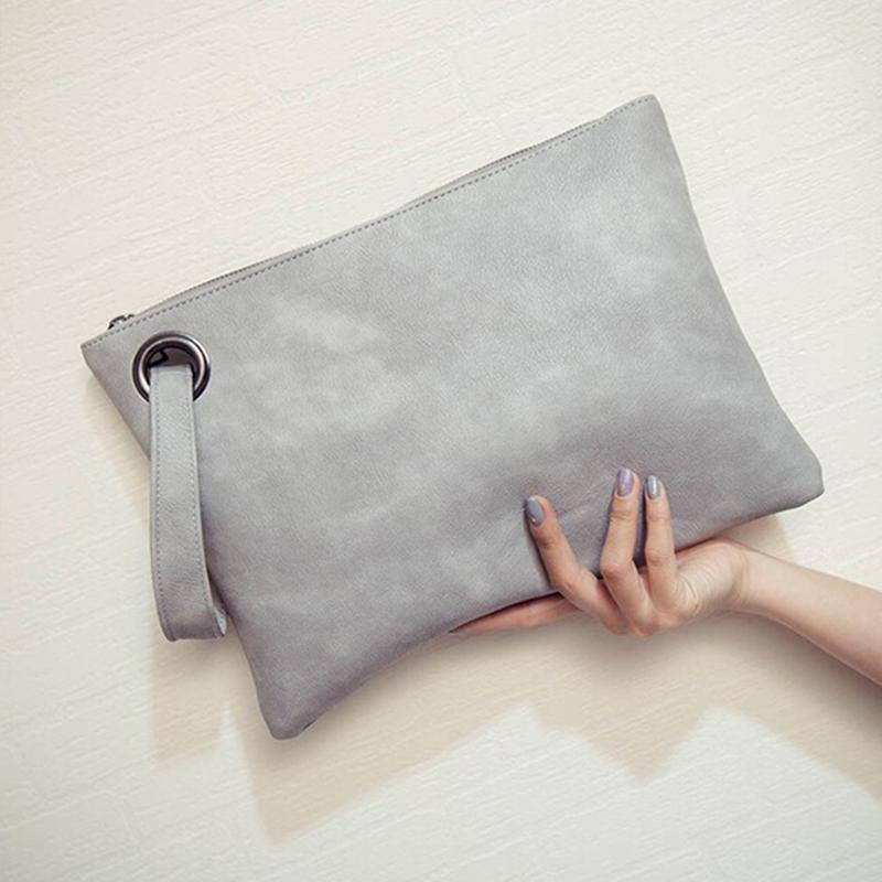 Vintage Day Clutch For Women Solid Color Pu Leather Handbags Female Phone Purse Fashion Wristlet Bags Premium Durable