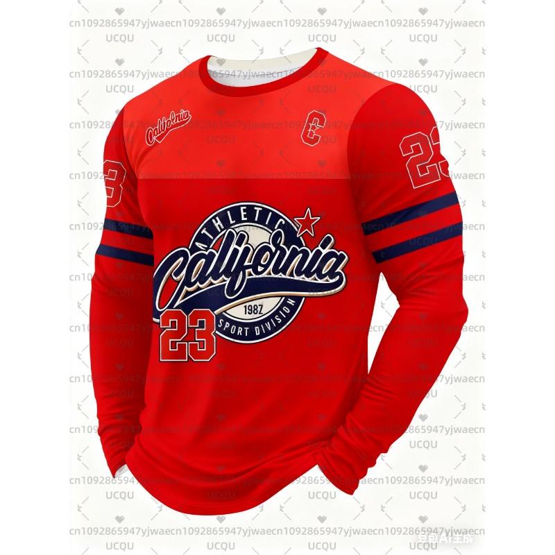 Men'S California NO.23 Graphic T-shirt Casual Pullover Autumn Outdoor Activities Women's Long Sleeve T-shirt Tops
