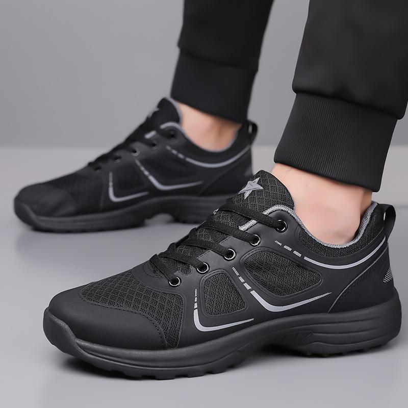 Training shoes men's spring and autumn outdoor mountaineering running shoes black mesh breathable wear-resistant ultra-light training men's shoes