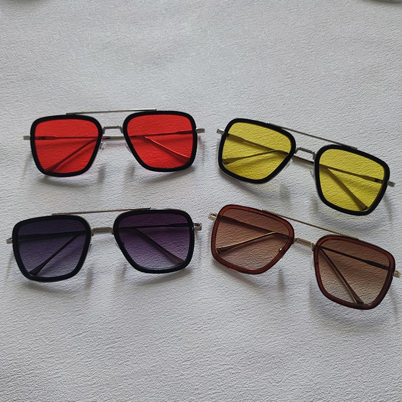 4pcs Square Sunglasses For Men Women Trendy Double Bridges Unisex Sun Glasses Fashion Summer Outdoor Shades Eyewear Accessory
