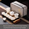 Shangqi Mutton-Fat Jade Porcelain Tea Set with Xishi Teapot