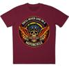 Winged Skull Motorcycle T-Shirt Biker Helmet Pistons Flames Gothic Graphic Tee