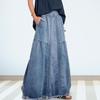Damenrock Einfarbig Elastischer Bund Zerrissen Retro Locker Sommerrock Alltagskleidung