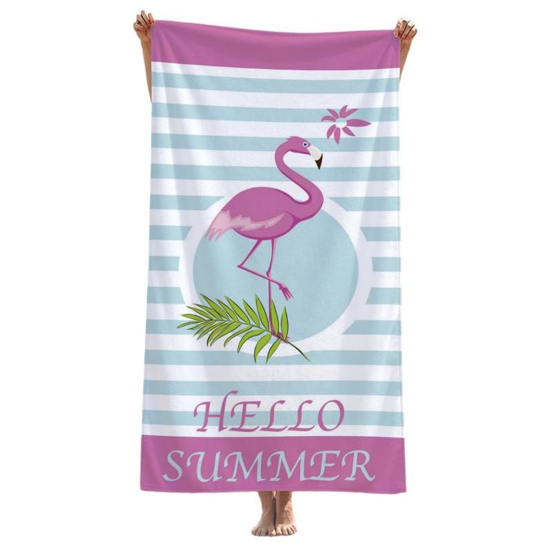 Quick-Dry Microfiber Beach Towel With Flamingo Print Lightweight Bath Pool Travel