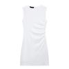 Spring New Women's Clothing French Ruched Silm Round Neck Short Sleeveless Dress 3067220 4772350