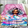1PC Custom Name Mermaid Fantasy Cover Outdooor Flannel Blankets Patterns Throw Blanket All-Season Soft Gift for Couch, Bed, Camping Gifts