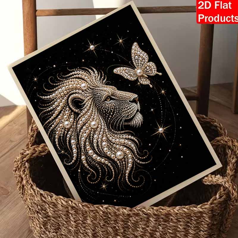 Pearl Art Painting Kit for Adults and Beginners, Majestic Lion Sparkling Painting Craft Home Wall Decor Handmade Gift