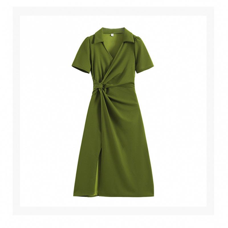 Plus Size Waist-Cinched Slimming Skirt for Women - French Style Summer Polo Dress