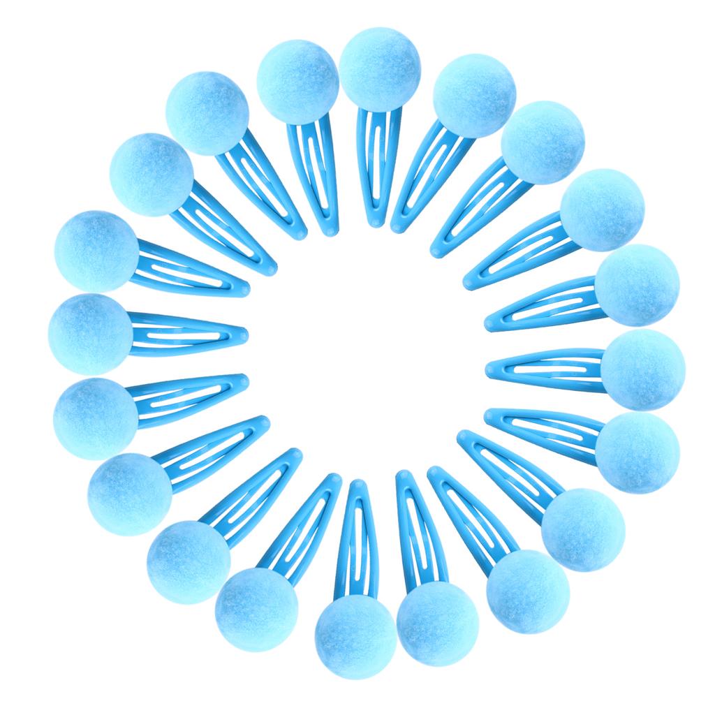 20 Stück Süßigkeiten Bunte Pompon Haarspangen Gefütterte Schnappspangen Kleine Süße Puffige Haarball-Haarspangen Fuzzy Pompoms Haarschmuck Kind