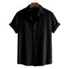 Breathable Linen Cotton Blend Short Sleeve Shirts For Men, Plain Solid Color Lightweight Button Up Shirts For Spring Summer Daily