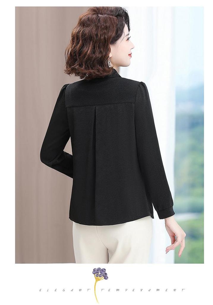 Spring Casual Polo Neck Shirt for Middle-Aged Mothers (40-49)
