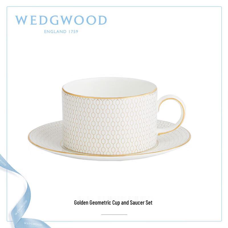 Wedgwood Gold Geometric Teacup and Saucer Set