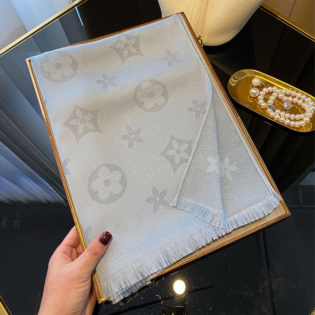 Summer Pentagram Imitation Silk Sunscreen Silk Scarf Printed Beach Towel Shawl Travel Women'S Tencel Cotton Scarf