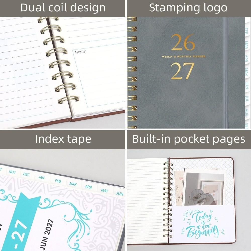 Colorful Inner Page 2027 Schedule Book PU Leather Appointment Book  for Student Gift