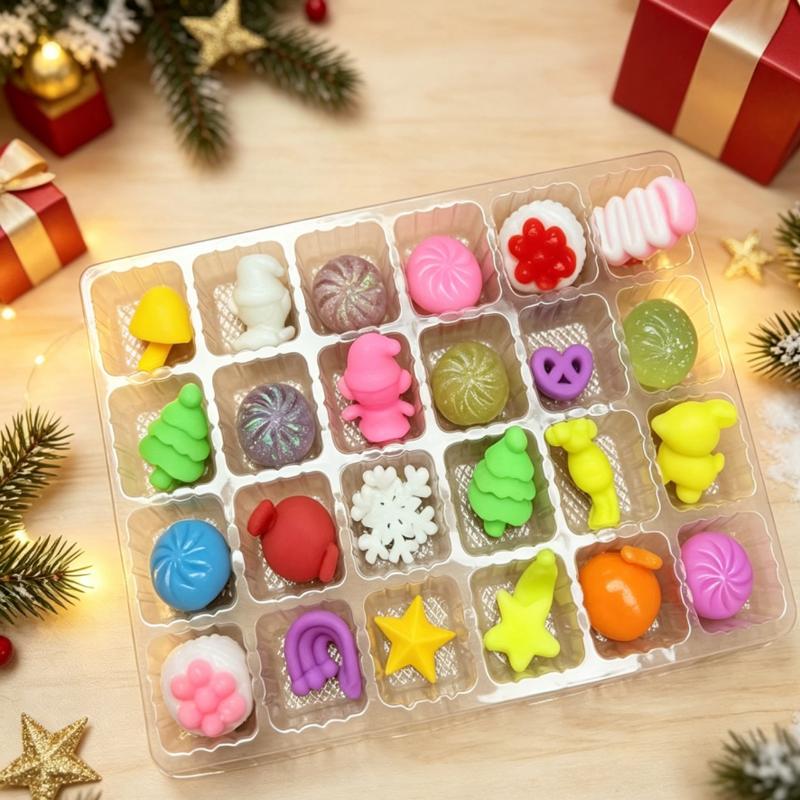 Christmas Advent Calendar 24 Day Countdown Surprise Box Dumpling Squishies Slow Rebound Squeeze Sensory Gift Decor