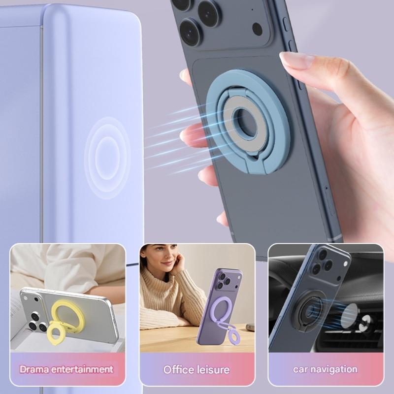 Folding Phone Grip Holder With Double Side Magnet Cellphone Stand For Multi Surfaces Mounting Finger Looped