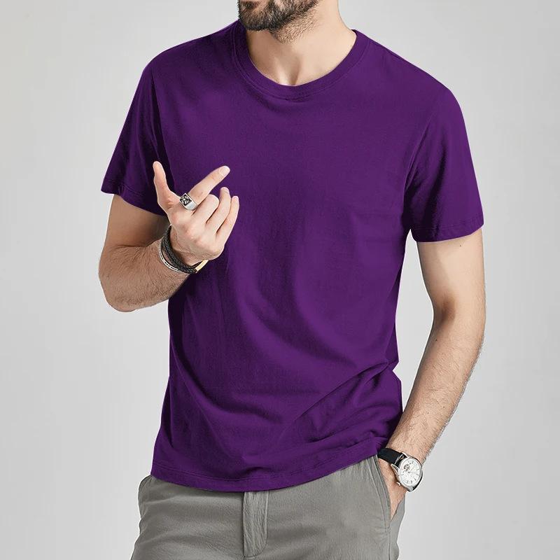 Mens Modal Short Sleeve Solid Color T-shirt Casual Classic Shirt Top