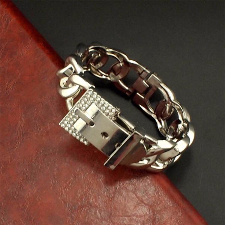 European & American Style Hollow Alloy Bracelet with White Rhinestones