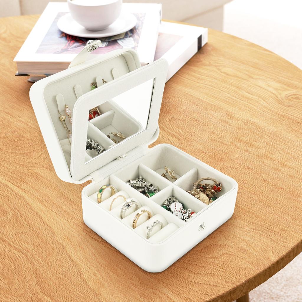 Portable Jewelry Storage Box Mini Travel Jewelry Box Sqaure Jewelry Storage Case Earrings Necklace Ring Organizer Display