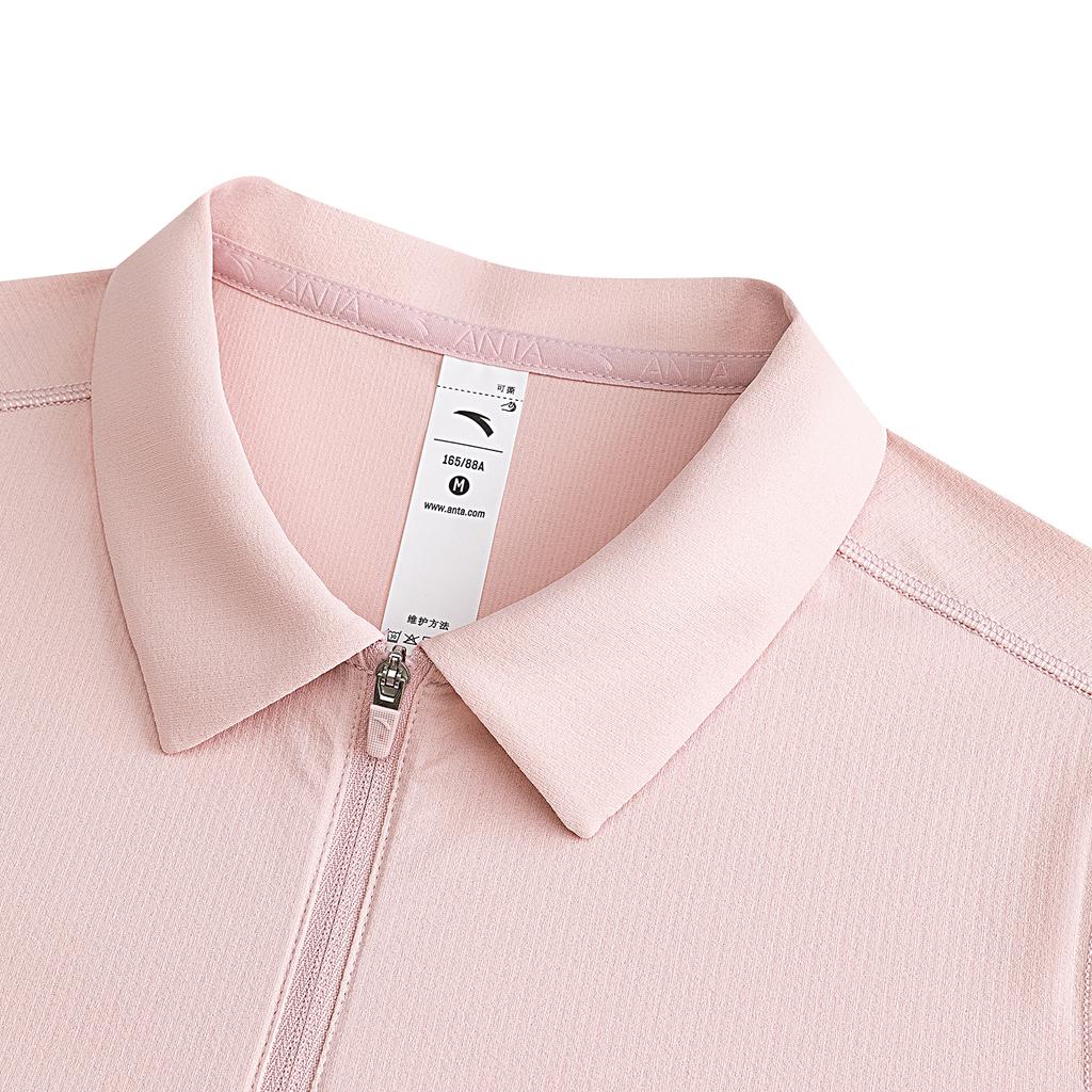 Anta Training Quick-Dry UV Protection Polo Shirt Summer T-Shirt Women tops Soft-Pink 962627110-3