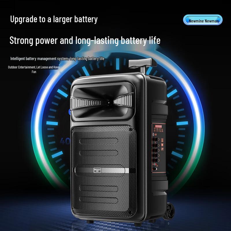 Newsmy A12 Outdoor Portable Bluetooth Trolley Speaker with Dual Mics CN plug (adapter included)