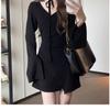 French V Neck Knit Dress With Long Sleeves For Casual And Travel Wear