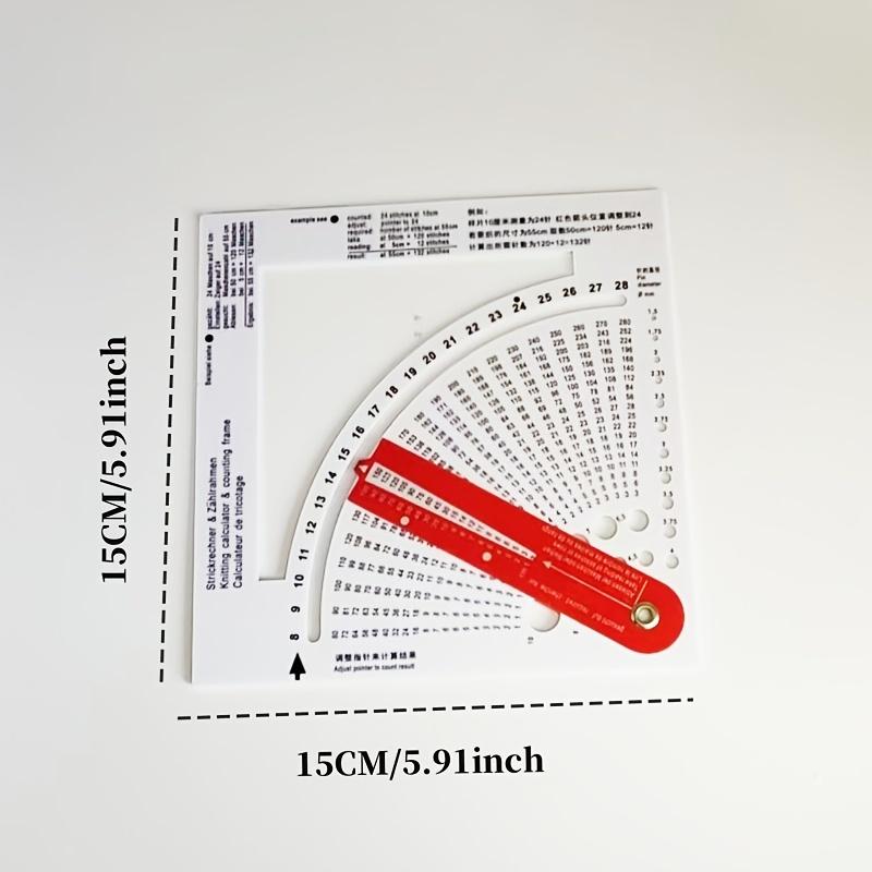1pc Double-Sided Knitting Calculator and Counting Board, with Rotating Ruler Tool, Hook and Yarn Density Calculator, Mixed Color, for Knitting