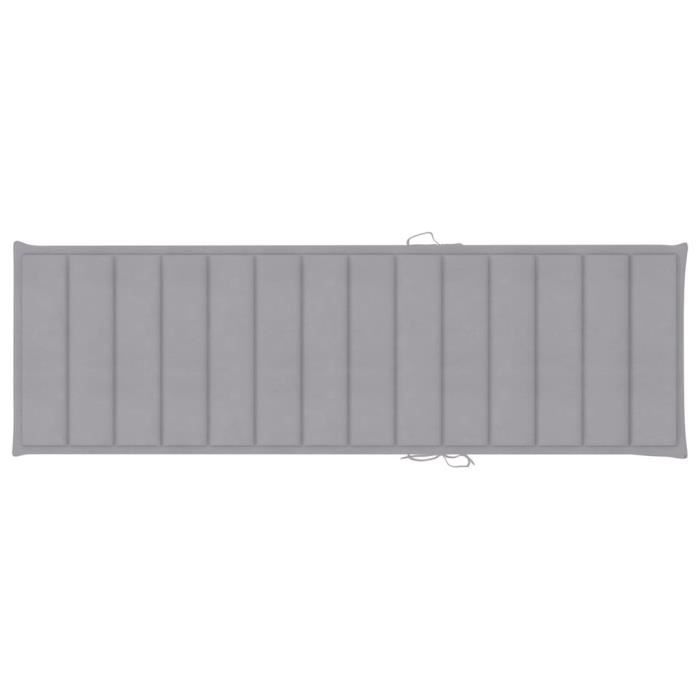 Chaise longue de jardin en bois d'acacia solide - vidaXL - Gris - Réglable - Avec coussin