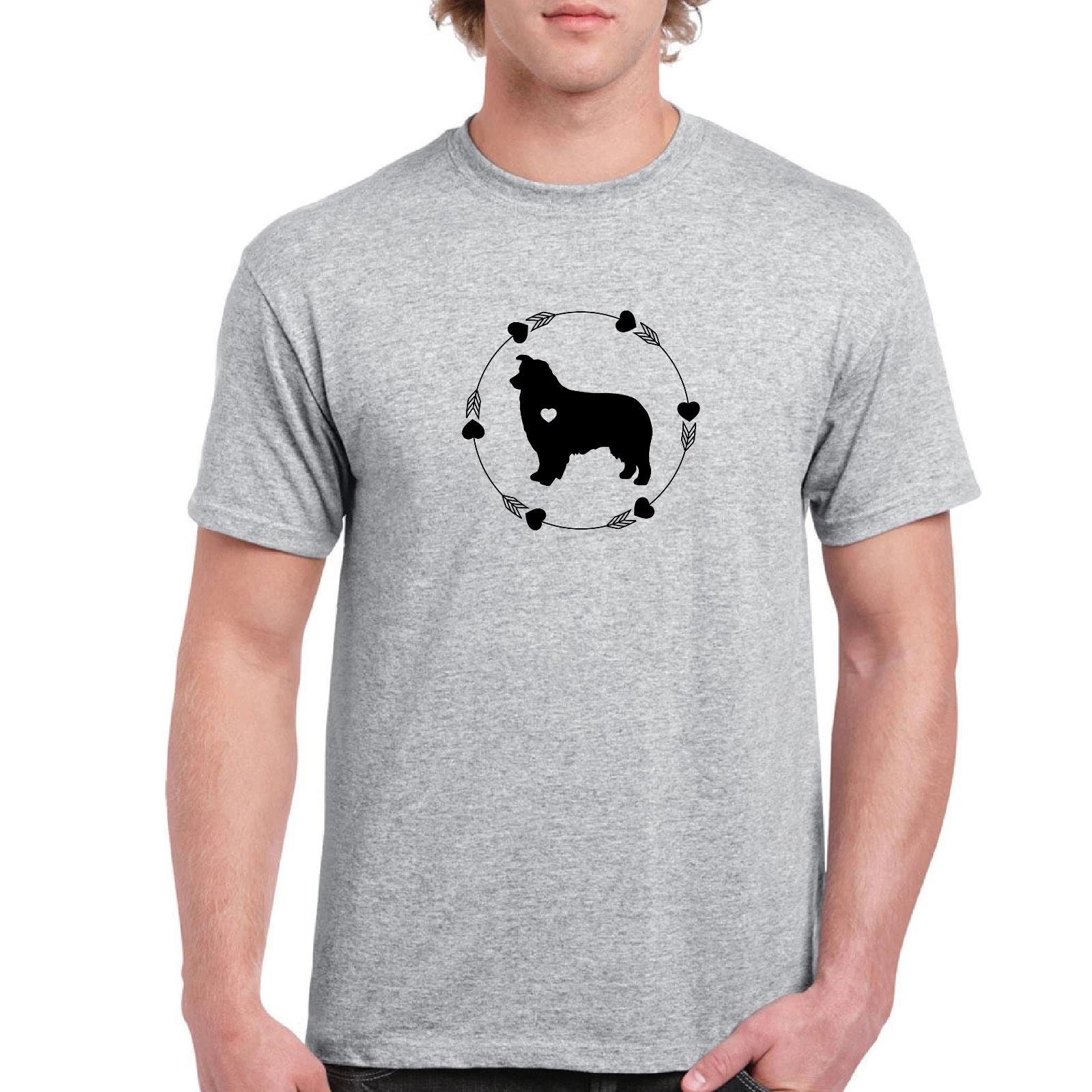 Australian Shepherd Aussie Parent Dog Lover Heart Fur Babies Cotton Gray T-Shirt 3XL