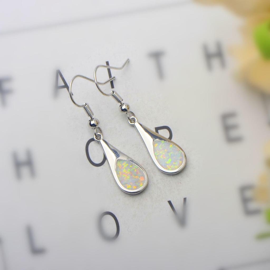 Hawaiian Ocean-Style Opal Teardrop Earrings