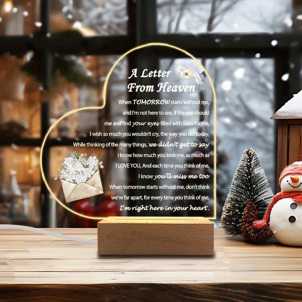 FGYKL-C-DM16841PC Acrylic Luminous Ornament Photography Accessories, USB Base, Memorial Condolence Gift, Heaven Letter Figurines