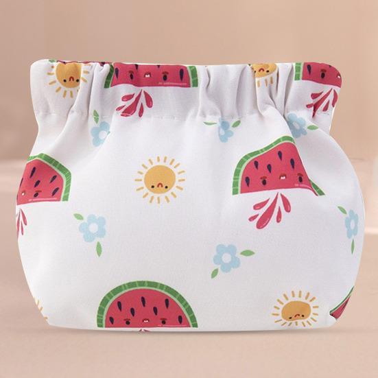 Storage Bag Floral Print Metal Spring Opening Portable Lightweight Commute Travel Makeup Bag Earphone Key Stoarge Pouch Cosmetic Bag
