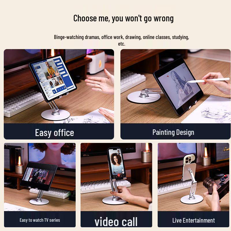 2025 Adjustable Aluminum Desktop Stand for Tablets and Phones