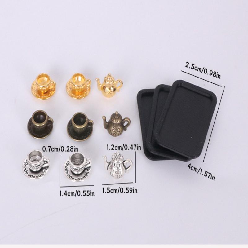 4Pcs Dollhouse Handmade Miniature Tea Cup Model Simulation Micro Tea Pot Scene Ornaments DIY Decorative Accessories