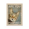 Are You Pooping Bathroom Wall Poster Funny Quote Canvas Print Cute Curious Cat Art Retro Painting Toilet Room Home Decor (with Frame)