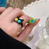 Funny Black Green White Cat Monster Ring Big Eyes Sweet Cool Cartoon Cute Girlfriends Couple Open Ring Gift Jewelry