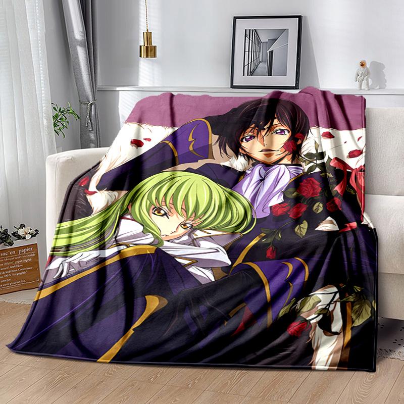 Anime Code Geass printed throw blanket—lightweight,soft,warm;versatile blanket all seasons—perfect air-conditioning throw,nap blanket