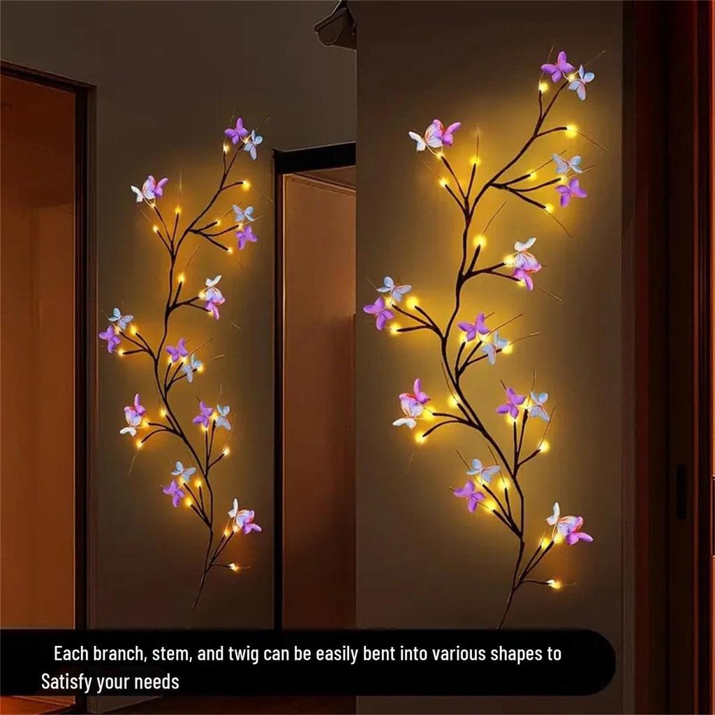 LED Butterfly Branch Wall Lamp - Rattan Vine Light with Magical Willow Effect