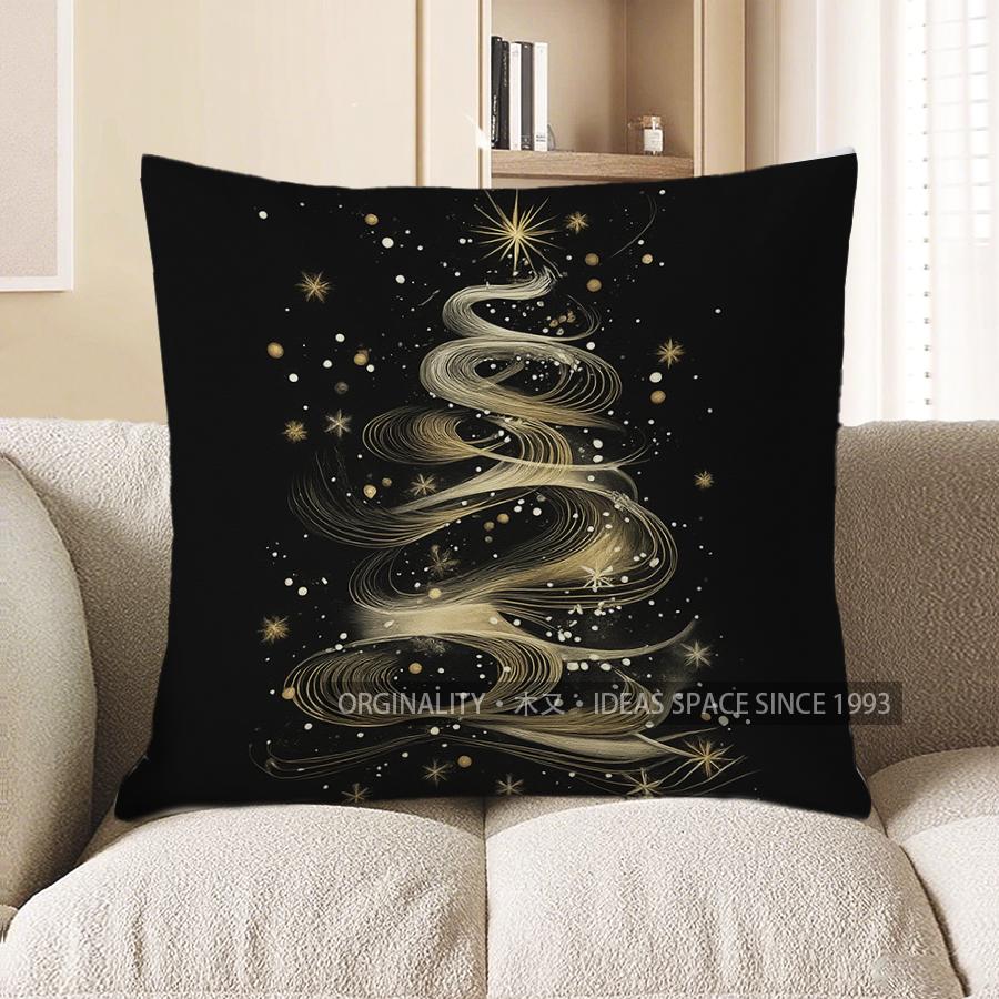 Home Decor Elegant Black Gold Swirls Throw Pillow Cover Pattern Cushion Cover Suitable For Sofa Bedroom Car Pillow Cover