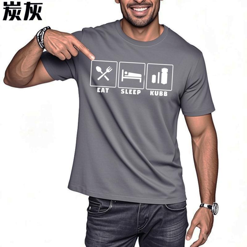 Men cotton tshirt Brand summer For him tshirt Eat Sleep Kubb Short Sleeve Breathable ONeck Top tees Brand t shirt for man