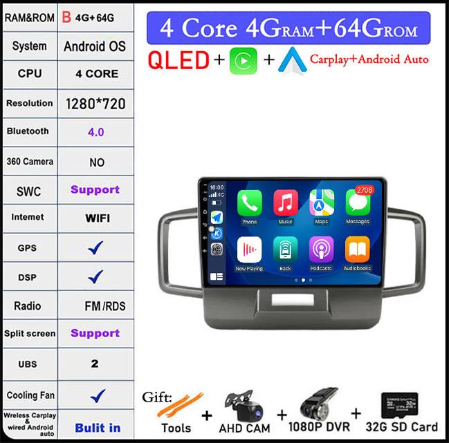 9 lnch For Honda Freed 1 2008-2016 Android 14 QLED/Screen Car Radio Multimedia Video Players CarPlay Carplay