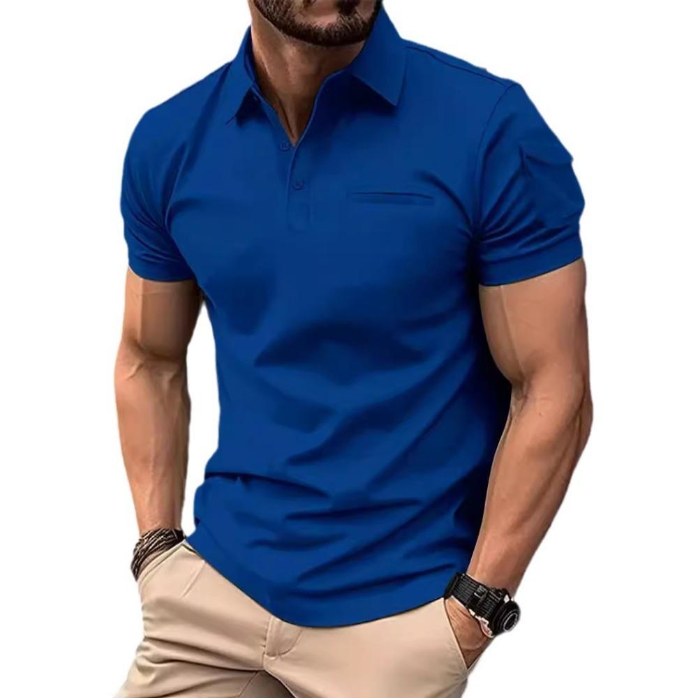 Men's Daily Casual Polo Shirt with Collar Buckle