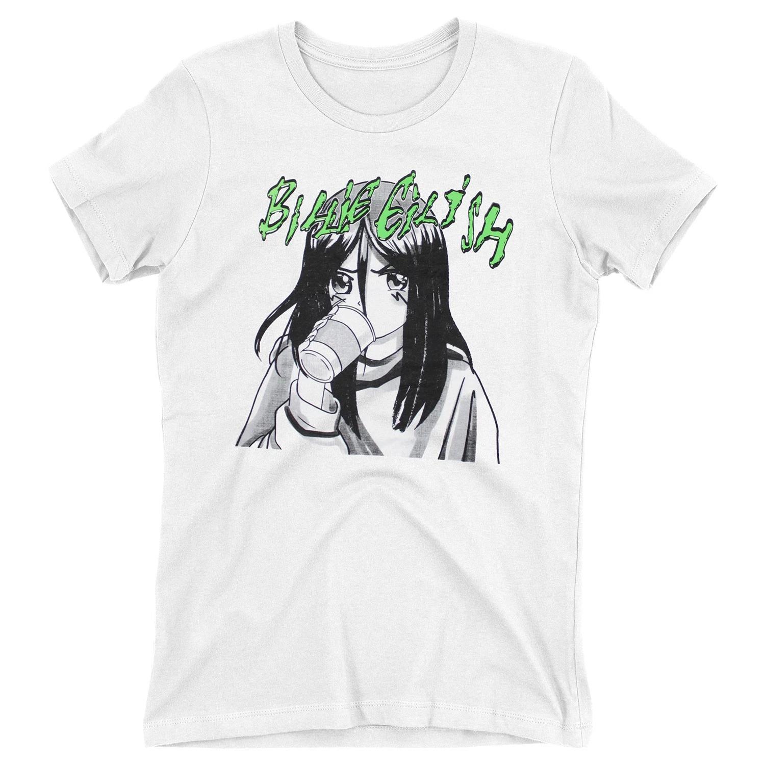 Men s Billie Eilish Anime Coffee T-shirt Small White XXXXL
